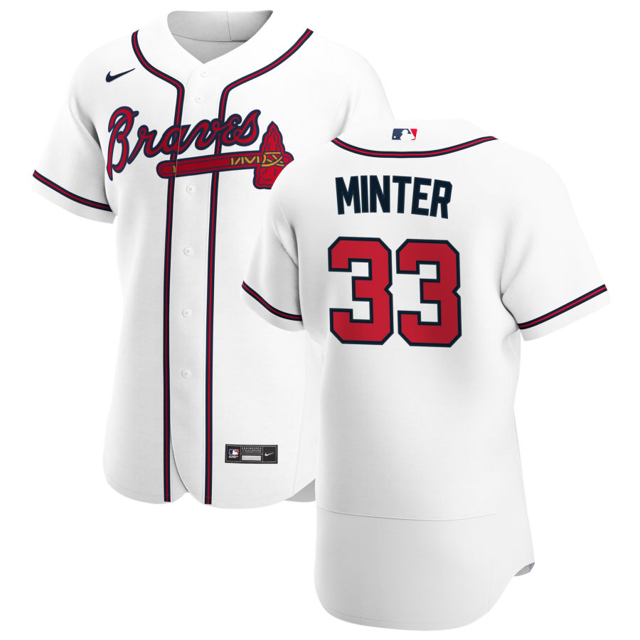 Atlanta Braves 33 A.J. Minter Men Nike White Home 2020 Authentic Player MLB Jersey